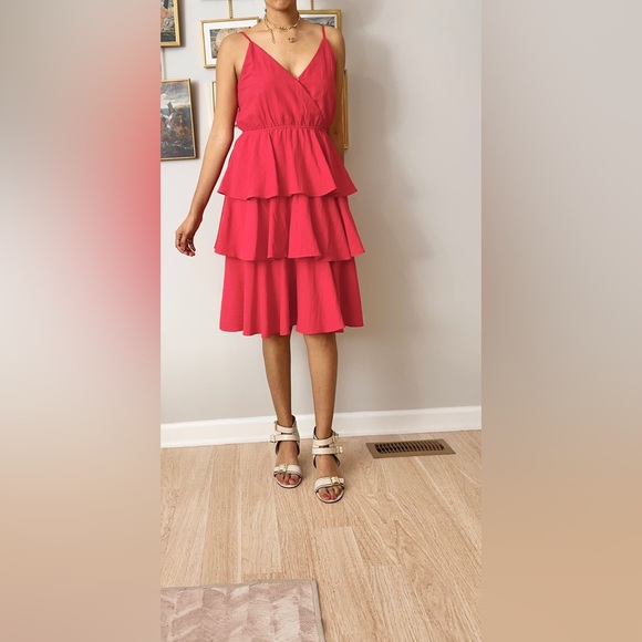 Entro red ruffle spaghetti strap midi dress - Picture 8 of 9